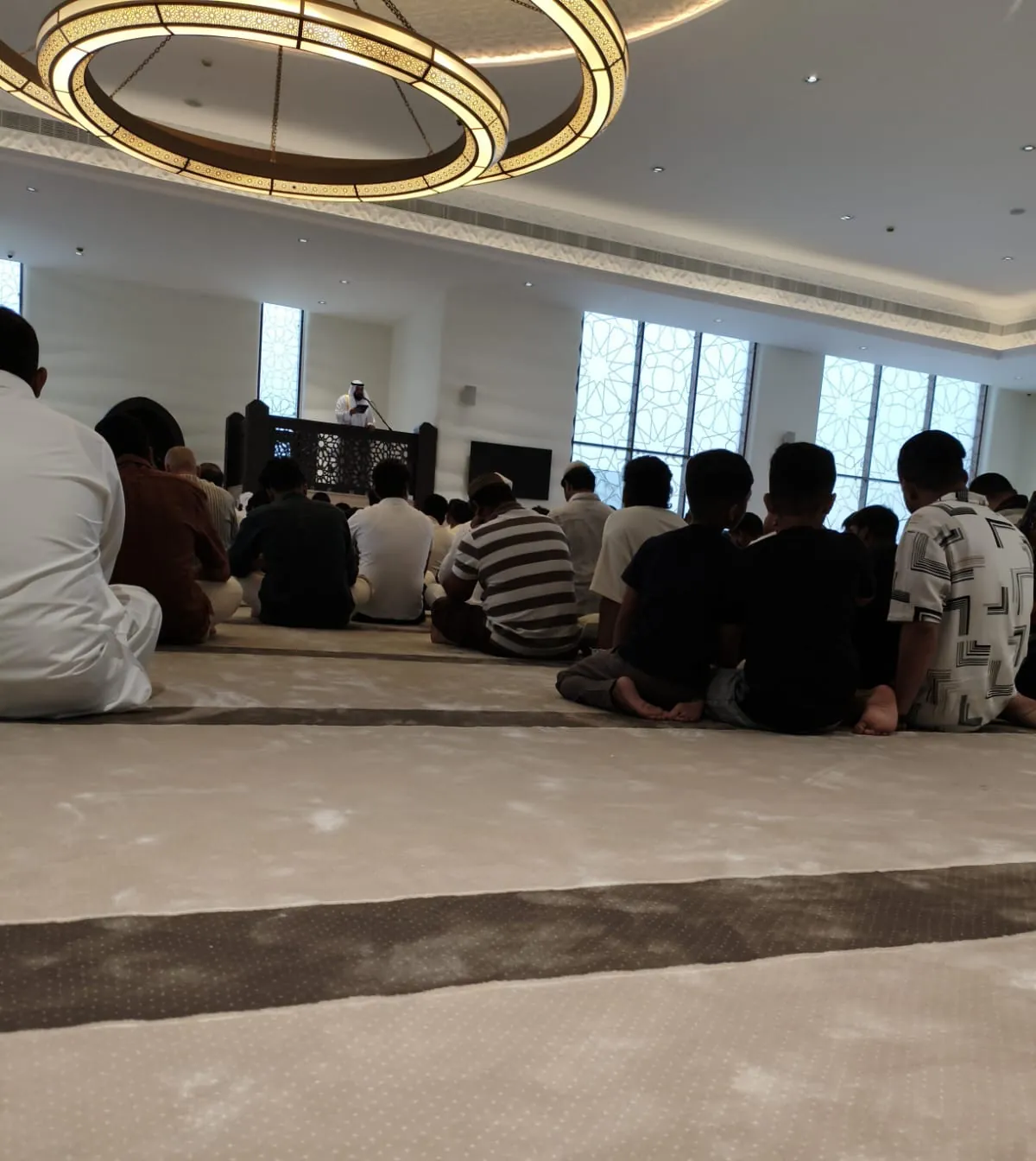 Friday khutbah from the minbar, seen from the congregation